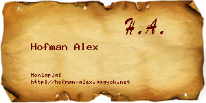 Hofman Alex névjegykártya